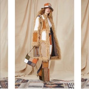 Mixed Patchwork Faux Fur Afghan Coat